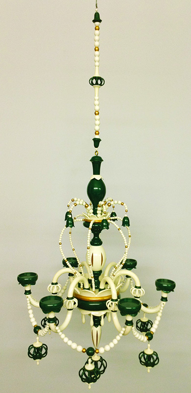 Leuchterspinne grün-weiss-gold