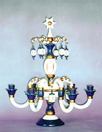 Tischleuchter blau - weiss - gold