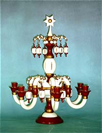 Tischleuchter bordeaux - weiss - gold