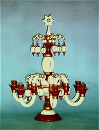 Tischleuchter wollweiss - bordeaux - gold